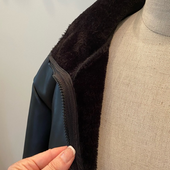 NA-KD Womens Black Faux Leather Coat with Zipper Closure w Faux Fur Lining / 36 - Picture 12 of 16